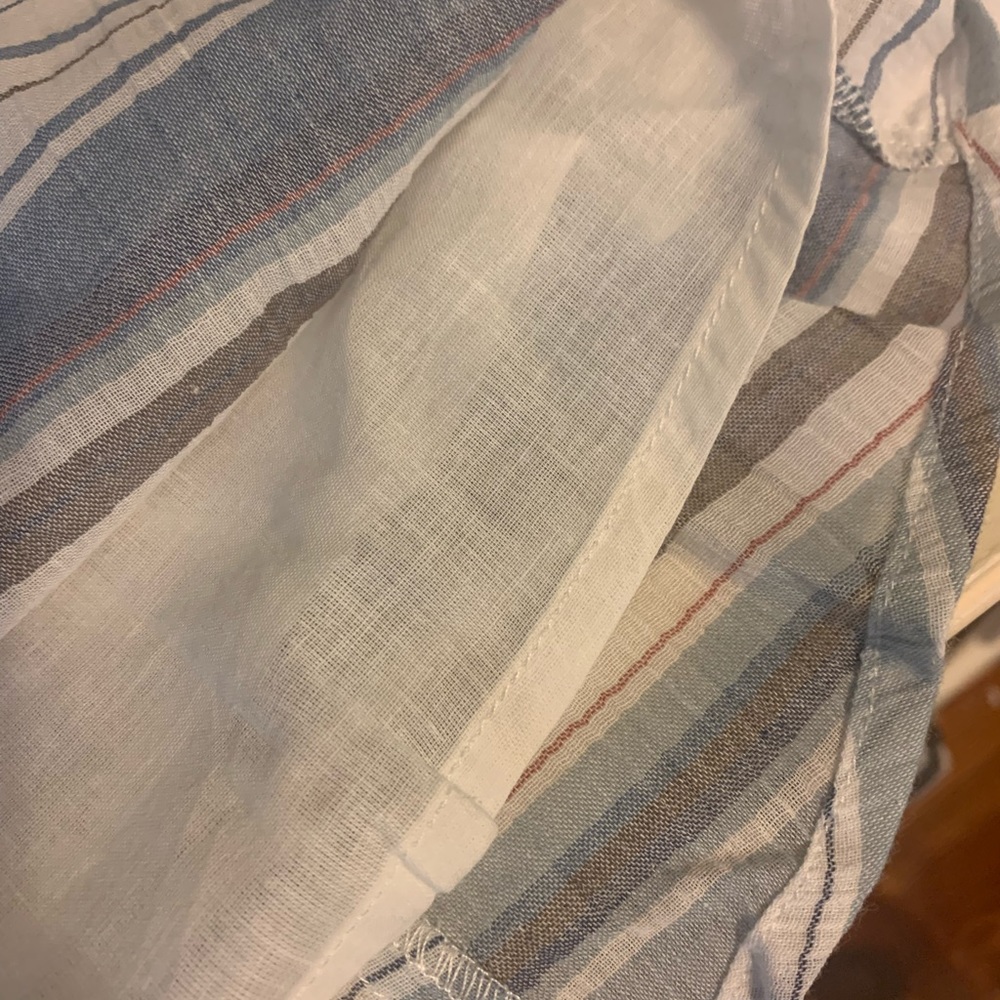 Doe & Rae Sleeveless Cutout Back White and Blue Striped Top Sz L - Picture 7 of 9